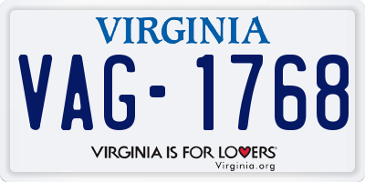 VA license plate VAG1768