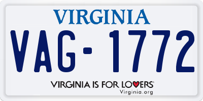 VA license plate VAG1772