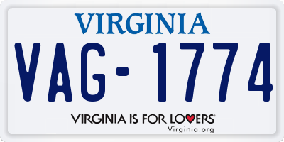 VA license plate VAG1774