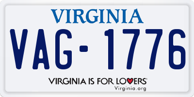 VA license plate VAG1776