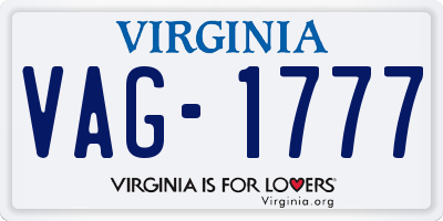 VA license plate VAG1777