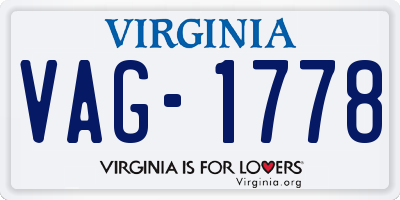 VA license plate VAG1778