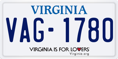 VA license plate VAG1780