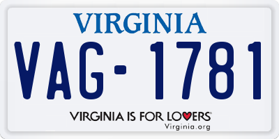 VA license plate VAG1781