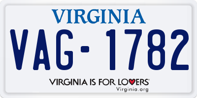 VA license plate VAG1782