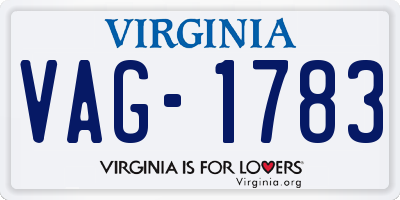 VA license plate VAG1783