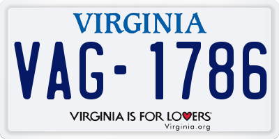 VA license plate VAG1786