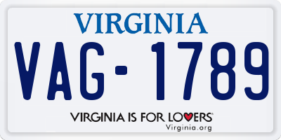 VA license plate VAG1789