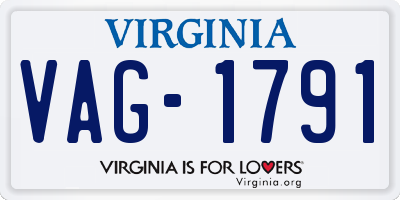VA license plate VAG1791