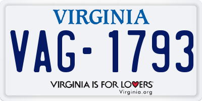 VA license plate VAG1793