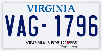 VA license plate VAG1796