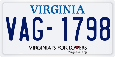 VA license plate VAG1798