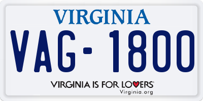 VA license plate VAG1800