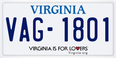 VA license plate VAG1801