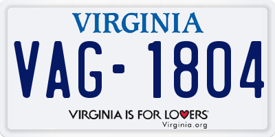 VA license plate VAG1804