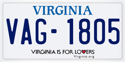 VA license plate VAG1805