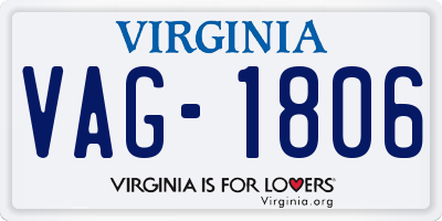 VA license plate VAG1806