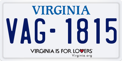 VA license plate VAG1815