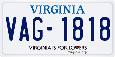 VA license plate VAG1818