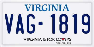 VA license plate VAG1819