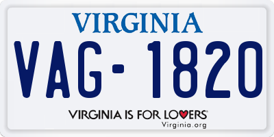 VA license plate VAG1820