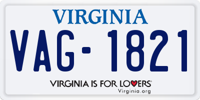 VA license plate VAG1821