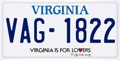 VA license plate VAG1822