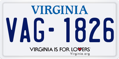 VA license plate VAG1826