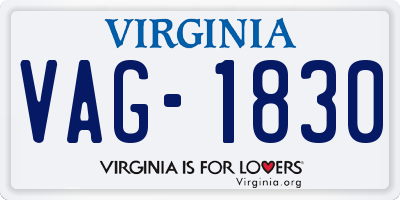 VA license plate VAG1830