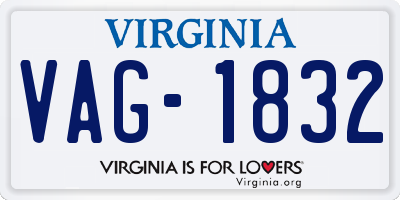 VA license plate VAG1832