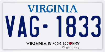 VA license plate VAG1833