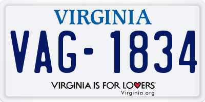 VA license plate VAG1834