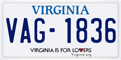 VA license plate VAG1836