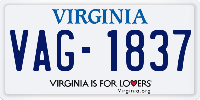 VA license plate VAG1837
