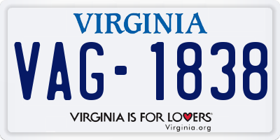 VA license plate VAG1838