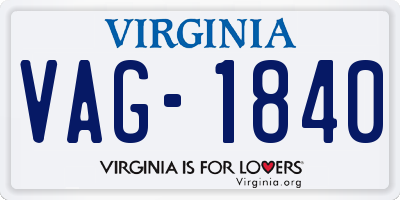 VA license plate VAG1840