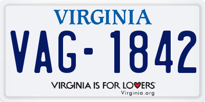 VA license plate VAG1842