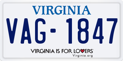 VA license plate VAG1847