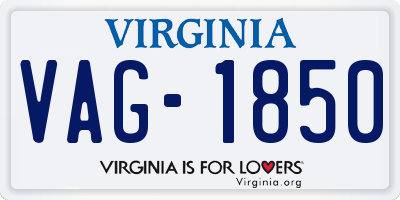 VA license plate VAG1850