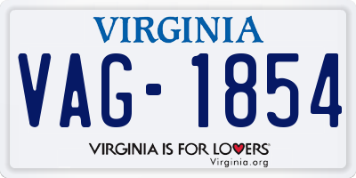 VA license plate VAG1854