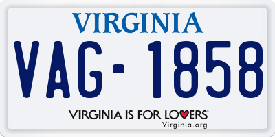 VA license plate VAG1858