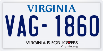 VA license plate VAG1860