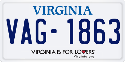 VA license plate VAG1863