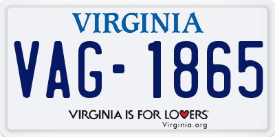 VA license plate VAG1865