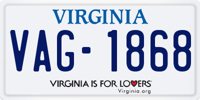 VA license plate VAG1868