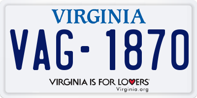 VA license plate VAG1870