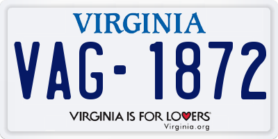 VA license plate VAG1872