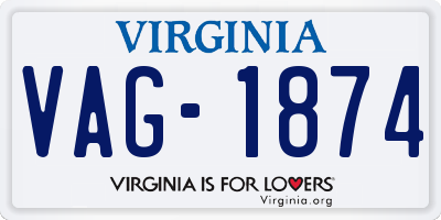 VA license plate VAG1874