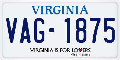 VA license plate VAG1875