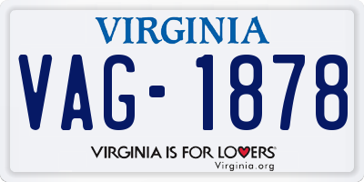 VA license plate VAG1878
